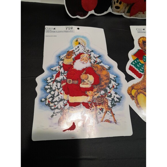 Vintage Flocked Christmas Diecuts, Lot of 3 NOS - Picture 2 of 8